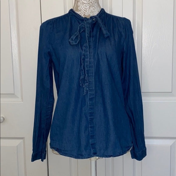 The Limited Tops - The Limited Blue Denim Button Up Shirt